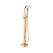 Floor Mounted Faucet with Plunger and Hose, Sanitary Brass, Gold, CF2037