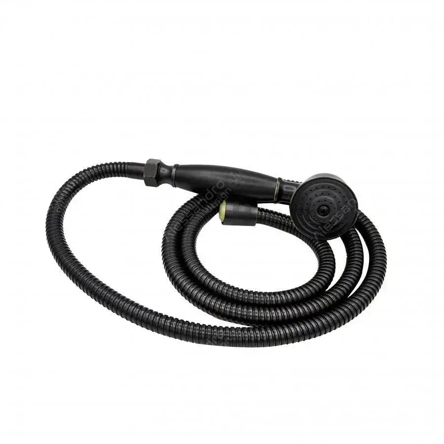 Shower Faucet with Hand Shower and Hose, Sanitary Brass, Black, OD/2048