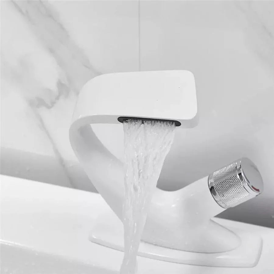 Basin Faucet, Sanitary Brass, White, OD/2058