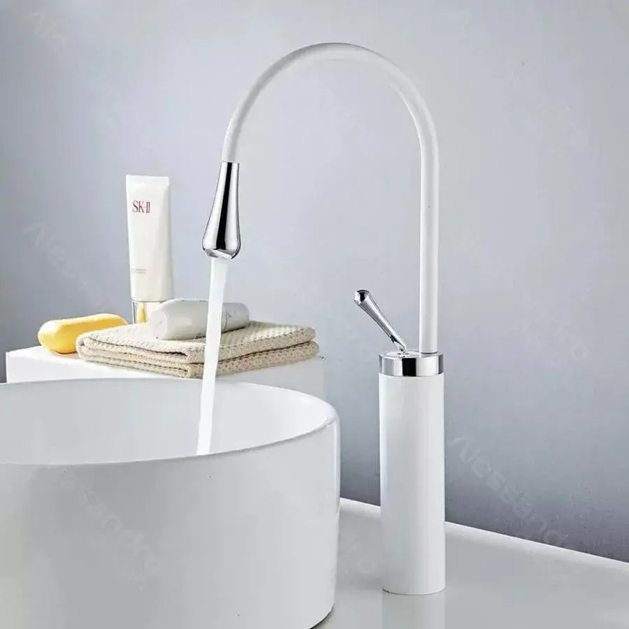 Basin Faucet, Sanitary Brass, White, WZY/326/A