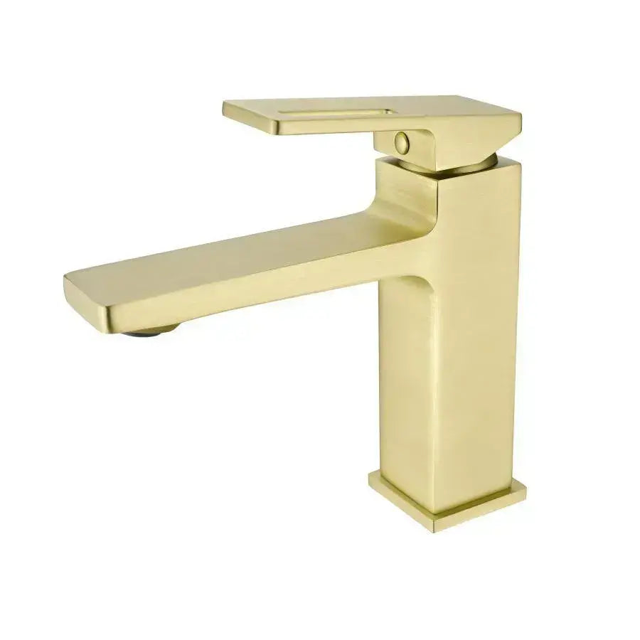 Single Lever Basin Mixer Ceramic Cartridge Sanitary Brass Satin Gold Connections and Fixing Kit Included 9807D