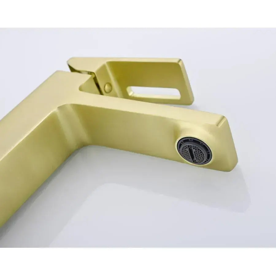 Single Lever Basin Mixer Ceramic Cartridge Sanitary Brass Satin Gold Connections and Fixing Kit Included 9807D