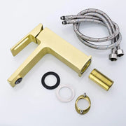 Single Lever Basin Mixer Ceramic Cartridge Sanitary Brass Satin Gold Connections and Fixing Kit Included 9807D