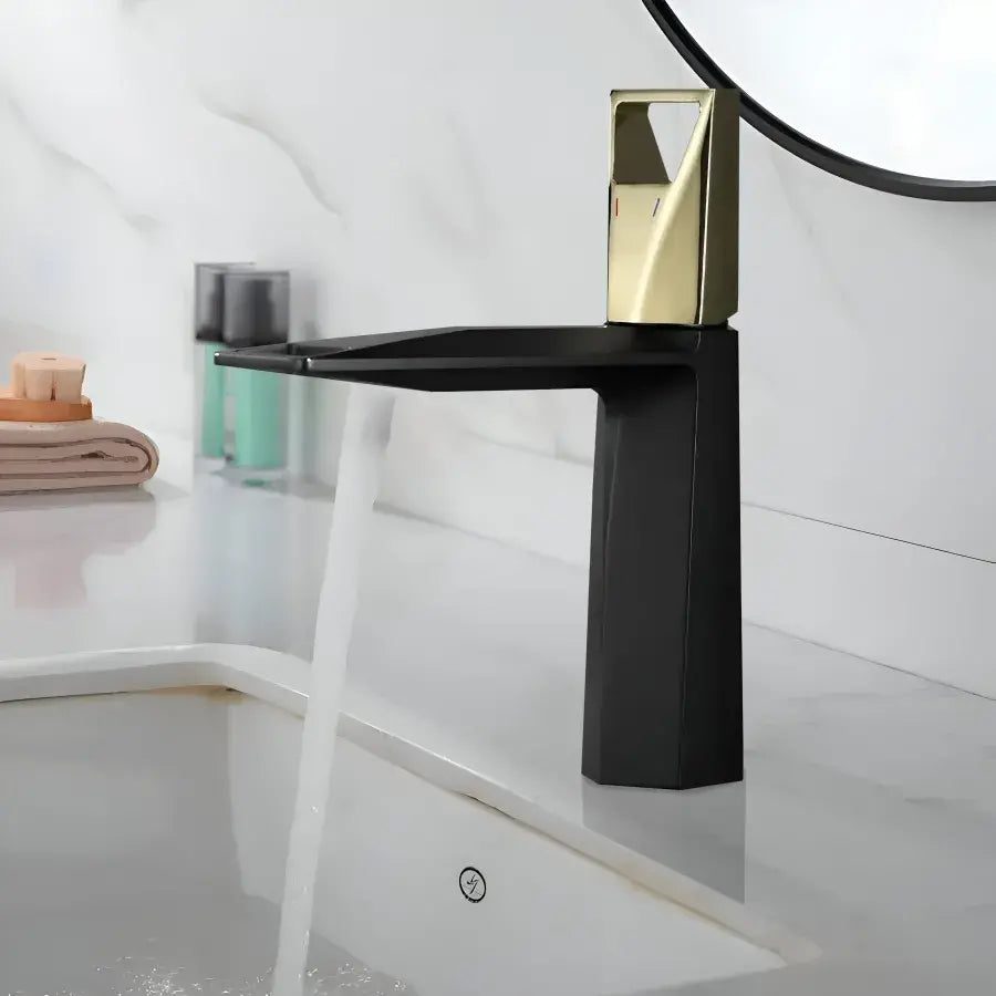 Basin Faucet, Sanitary Brass, Black with Gold, 10107H/G