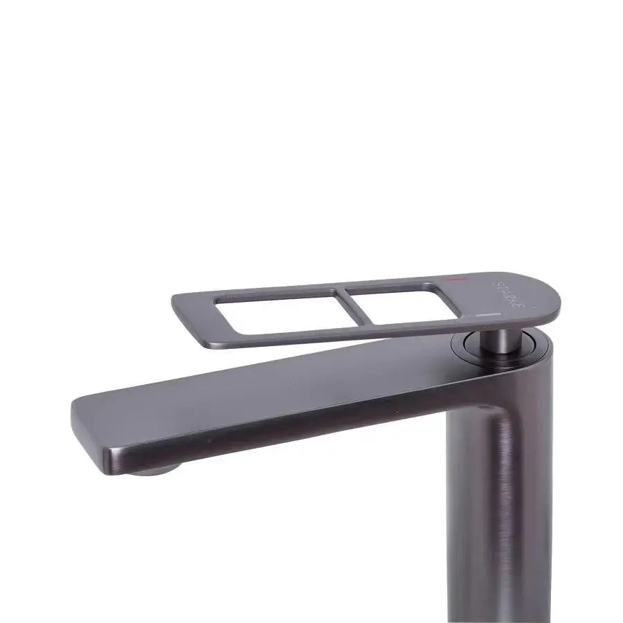 Single Lever Basin Mixer Ceramic Cartridge Sanitary Brass Satin Grey Connections and Fixing Kit Included 9707N