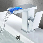 Basin Faucet, White, RGB Light, Color Changing Depending on Water Temperature, OD3011