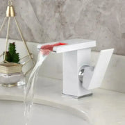 Basin Faucet, White, RGB Light, Color Changing Depending on Water Temperature, OD3011