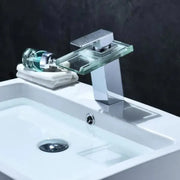Basin Mixer, Alloy and Glass, Chrome, RGB Light, Color Change Depending on Water Temperature, OD3013