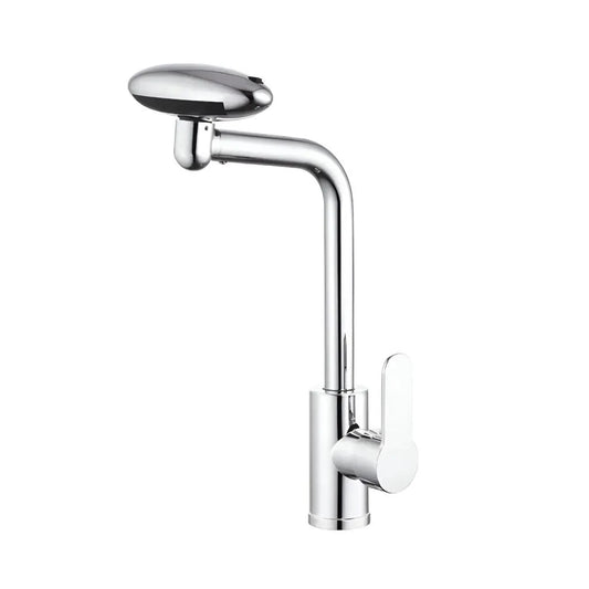 Basin Mixer Ceramic Cartridge Rotating Spout Glossy Chrome Connections Included EC02