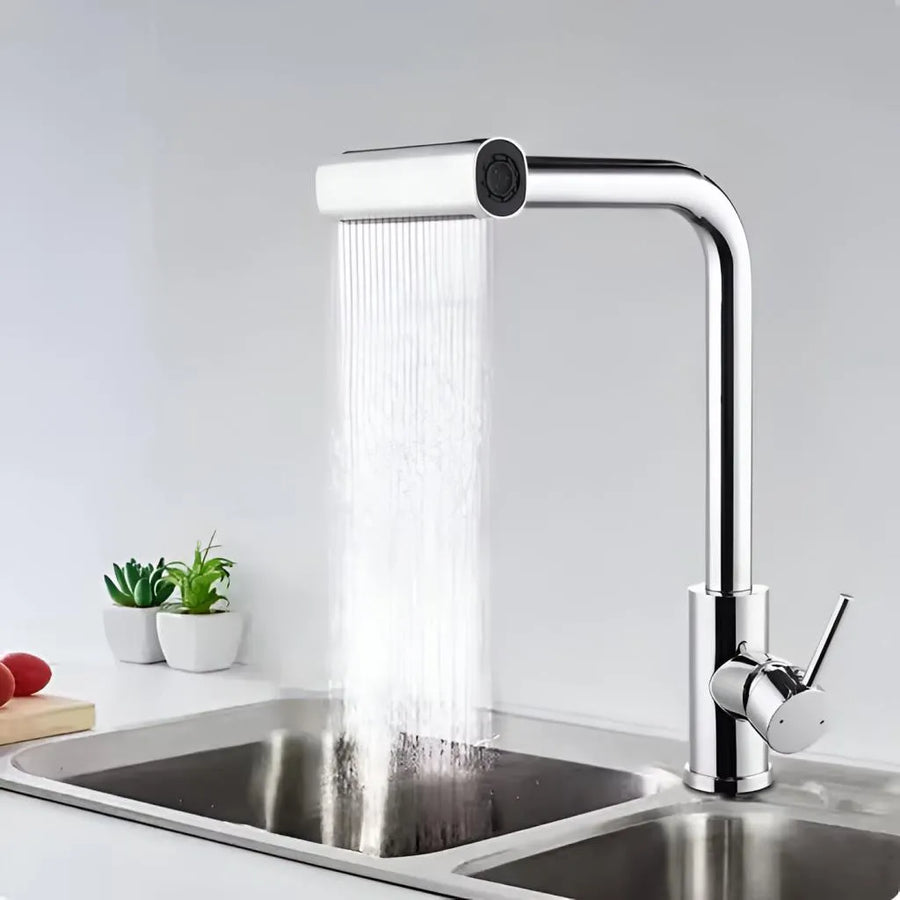 Basin Mixer Ceramic Cartridge Rotating Spout Glossy Chrome Connections Included EC03