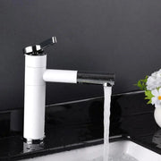 Basin Mixer with Pull-out Shower, Sanitary Brass, White, WZX/2021