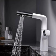 Basin Mixer with Pull-out Shower, Sanitary Brass, Chrome and White, MP016B/C