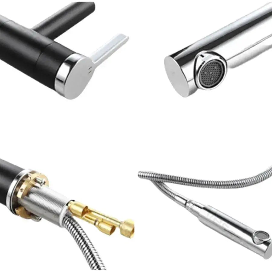 Basin Mixer with Pull-out Shower, Sanitary Brass, Black, WZX/2022