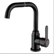 Single Lever Sink/Kitchen Mixer Swivel Spout Black Alloy Ceramic Cartridge Satin Stainless Steel Fittings Fixing Kit Included CP108