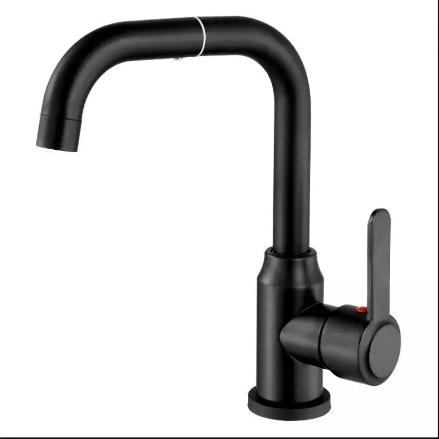 Single Lever Sink/Kitchen Mixer Swivel Spout Black Alloy Ceramic Cartridge Satin Stainless Steel Fittings Fixing Kit Included CP108