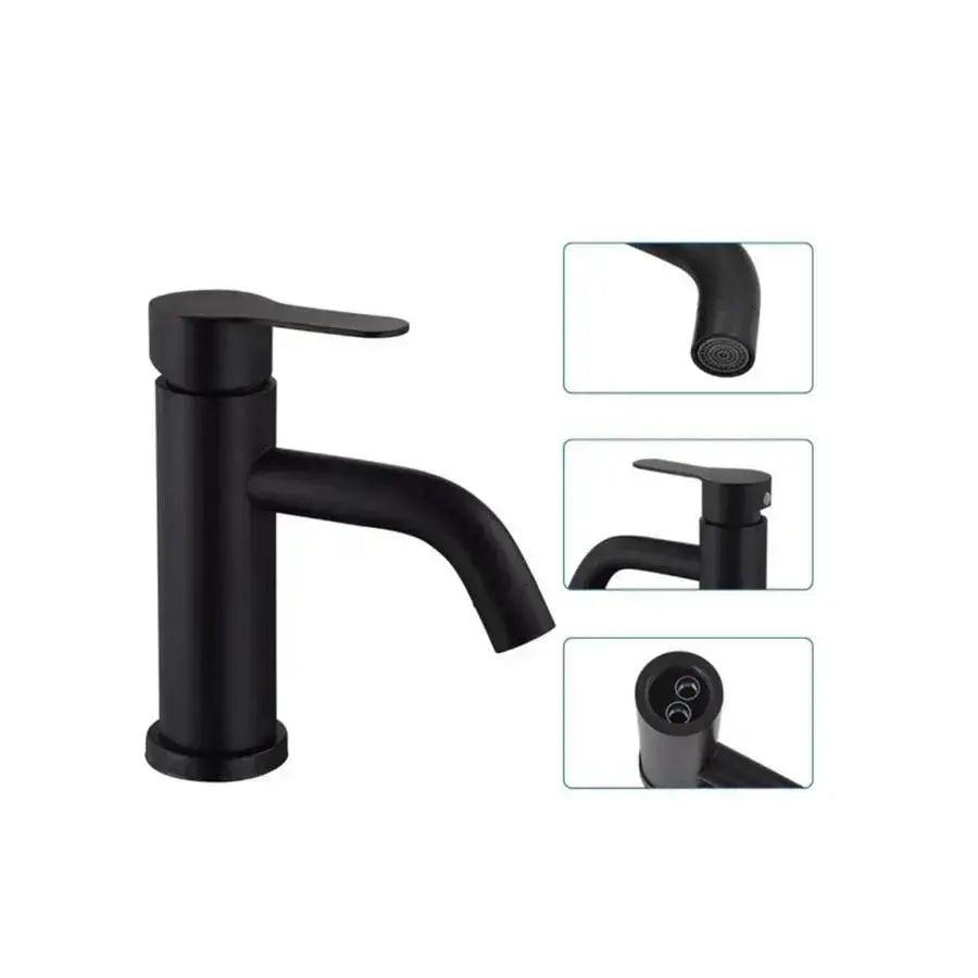 Basin Mixer, SUS304 Stainless Steel, Black, HS/LY007