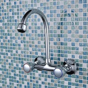 Wall Mounted Faucet with Rosette and Rotating Spout, Alloy, Chrome, PR001