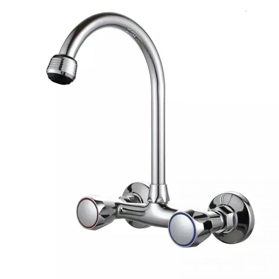 Wall Mounted Faucet with Rosette and Rotating Spout, Alloy, Chrome, PR001