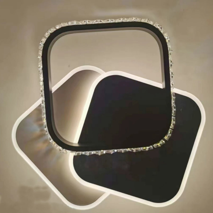 LED crystal chandelier PRISMIQ 39W, 3 Squares, Cold/Warm/Neutral light, Black