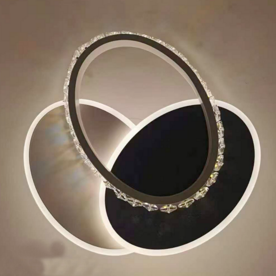 LED crystal chandelier PRISMIQ 28W, 3 Ovals, Cold/Warm/Neutral light, Black