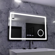 Rectangular LED mirror, 90x60cm, Souverain MotionGlow Marcello, Demister System, Clock & Thermometer, Cosmetic Magnifier, Dimmable