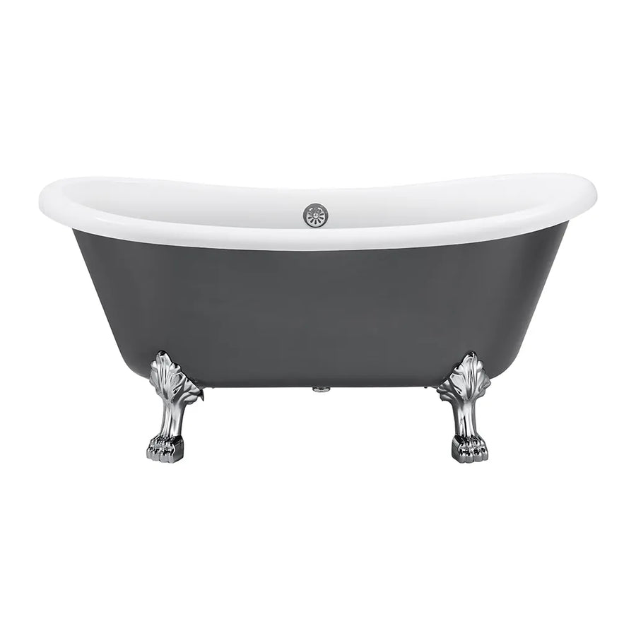 Freestanding Bathtub, Oval, Acrylic, Bright Grey, 150×72×70 Cm