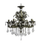 SANSSOUCI Chandelier 8xE14 Metal and Crystal Adjustable Height Antique Brass