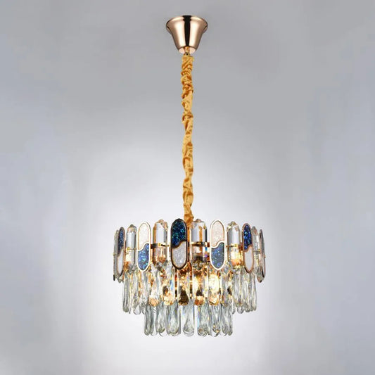 Aniss Chandelier 5*E27, Metal and Crystal, Gold