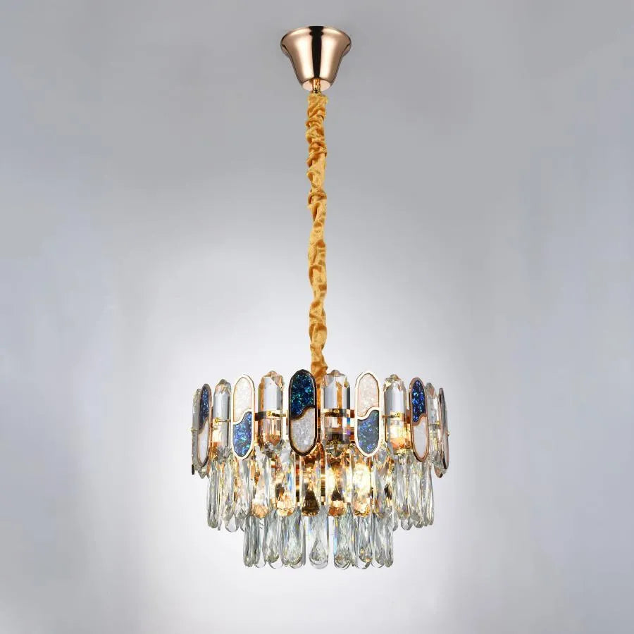 Aniss Chandelier 5*E27, Metal and Crystal, Gold