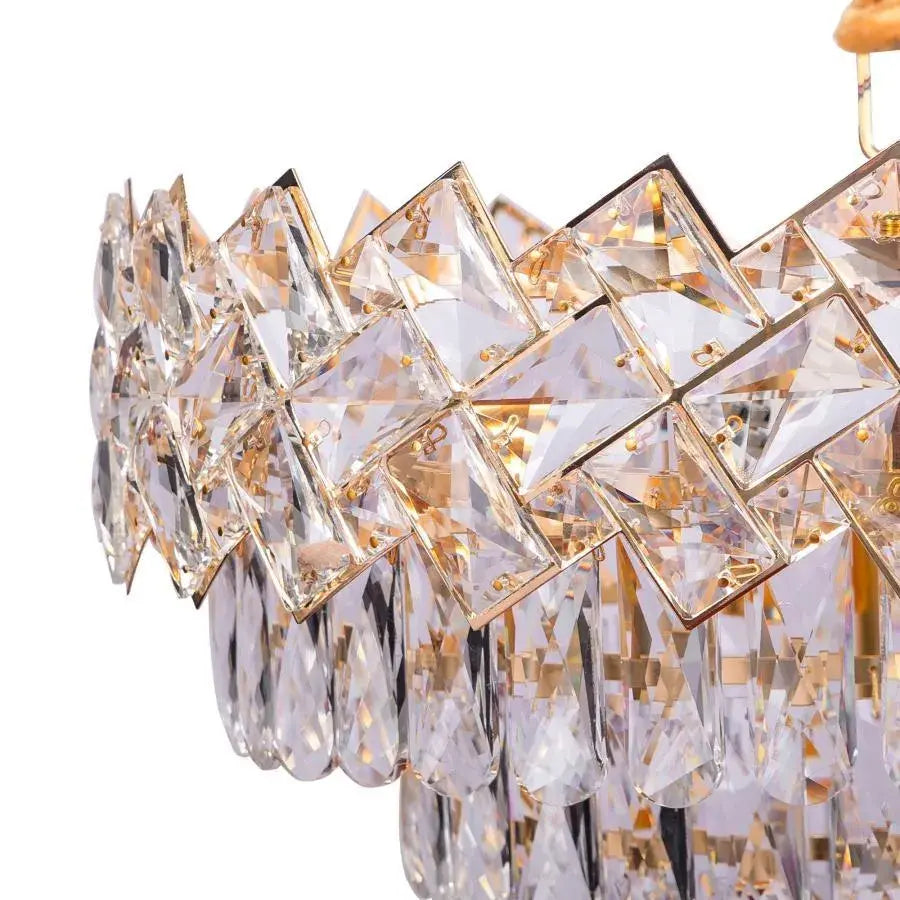 Crystal Chandelier WINDSOR Eleganza 8x E14, Diameter 49cm, Shiny Gold, Adjustable Height