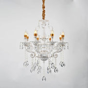 Bruhier Crystal Chandelier 8x E14, Diameter 65cm, White with Gold, Adjustable Height