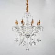Bruhier Crystal Chandelier 8x E14, Diameter 65cm, White with Gold, Adjustable Height