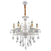 SANSSOUCI Chandelier 6xE14 Crystal and Metal – Classic Design, Adjustable Height, Silver White