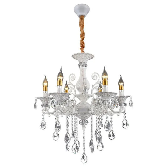 SANSSOUCI Chandelier 6xE14 Crystal and Metal – Classic Design, Adjustable Height, Silver White
