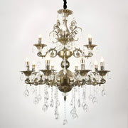 SANSSOUCI Royal Chandelier 12xE14 Metal and Crystal Adjustable Height Antique Brass