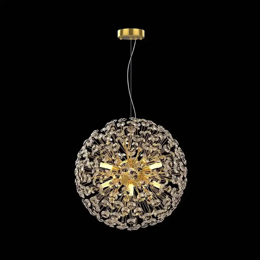 MINUET Crystal Chandelier 9x G9, Diameter 50cm, Shiny Gold, Adjustable Height