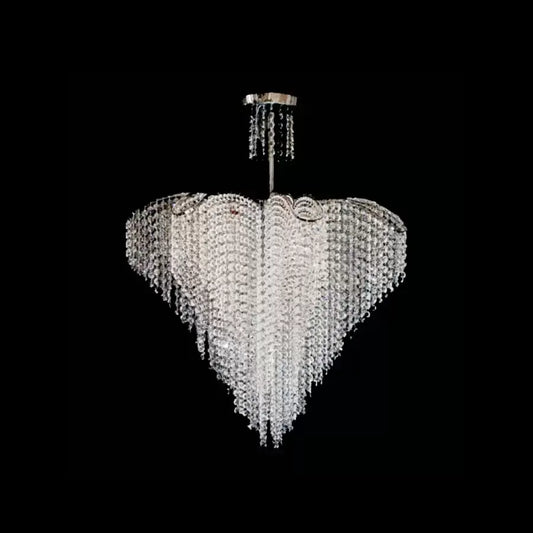 Adan Crystal Chandelier, 8*E27, Silver, Metal and Crystal