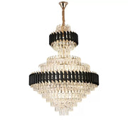 VERSAILLES Supremo Reale Crystal Chandelier 20xE27, Diameter 80cm x Height 110cm, Glossy Gold and Black, Adjustable Height