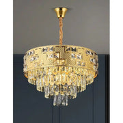 NEUSCHWANSTEIN Nobile Crystal Chandelier 4xE14, Diameter 40cm, Gold, Adjustable Height