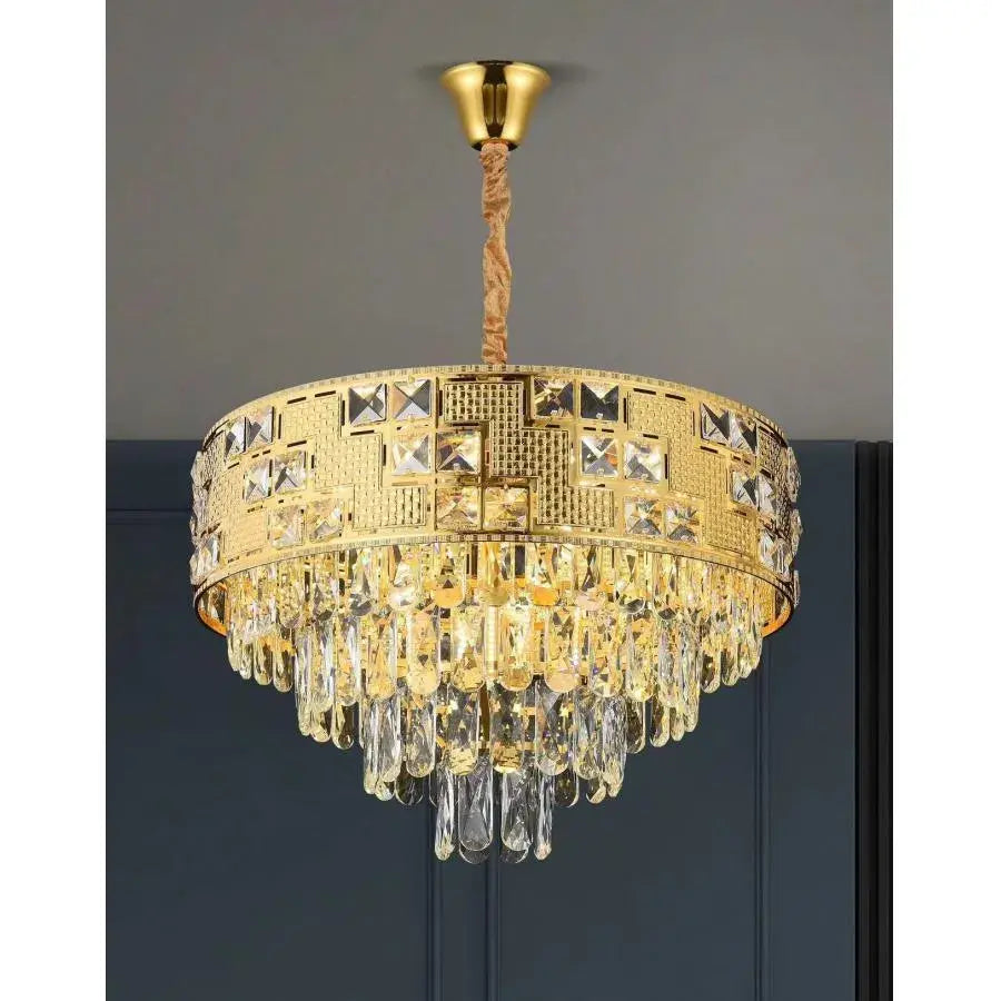 NEUSCHWANSTEIN Nobile Crystal Chandelier 4xE14, Diameter 40cm, Gold, Adjustable Height