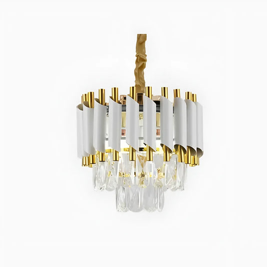 VERSAILLES Petito Crystal Chandelier 3xE14, Diameter 30cm, Shiny Gold and White, Adjustable Height