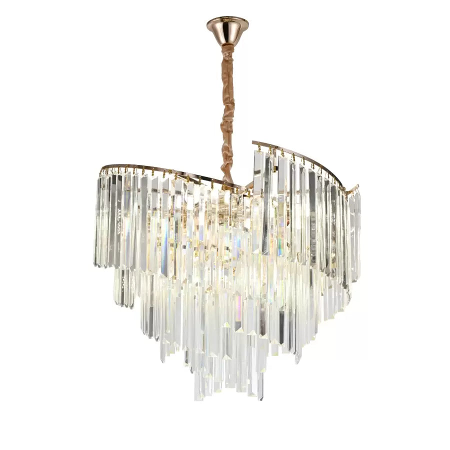 Crystal Chandelier TRIANON Magno 10x E27, Diameter 56cm, Shiny Gold, Adjustable Height