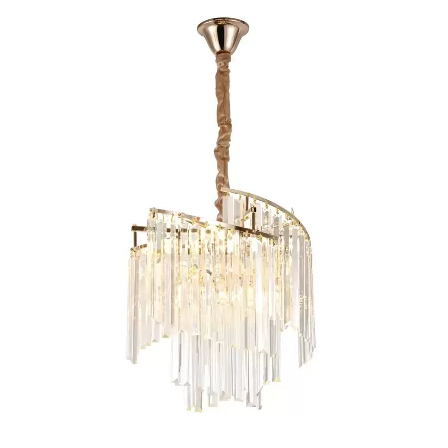 TRIANON Nobile Crystal Chandelier 5x E27, Diameter 38cm, Shiny Gold, Adjustable Height