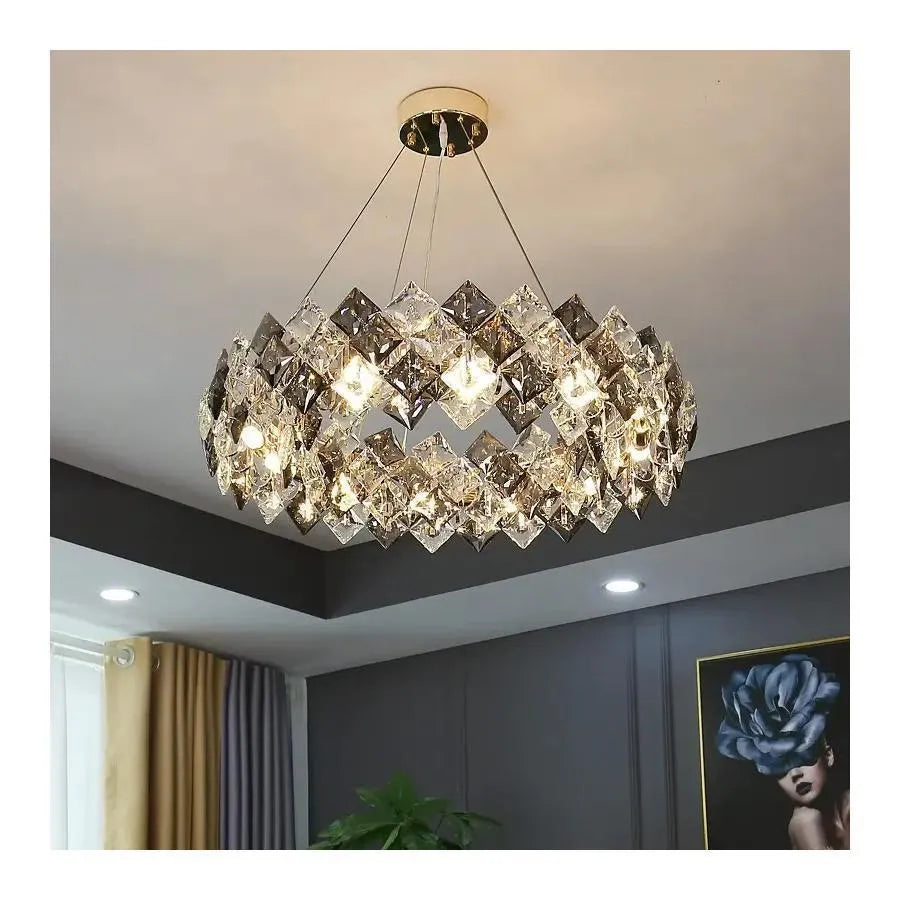 Hara Crystal Chandelier 9x E27 Silver