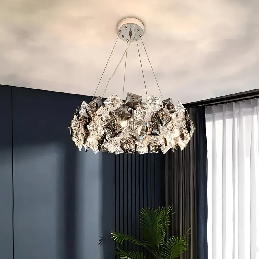 Hara Crystal Chandelier 9x E27 Silver