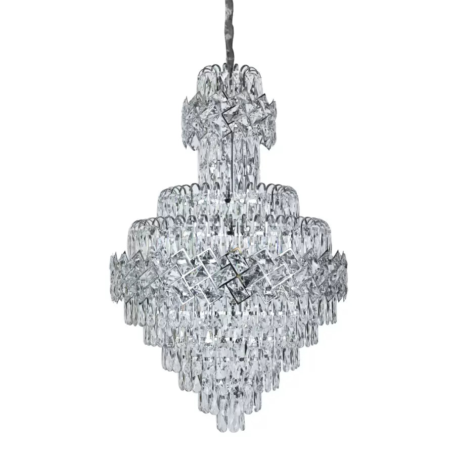 WINDSOR Grande Supremo Crystal Chandelier 14xE14, Diameter 60X90cm, Shiny Chrome, Adjustable Height