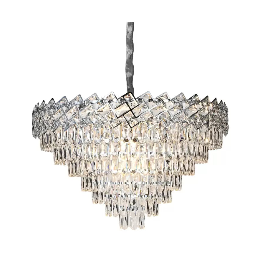 WINDSOR Supremo Crystal Chandelier 16xE27, Diameter 80cm, Glossy Chrome, Adjustable Height