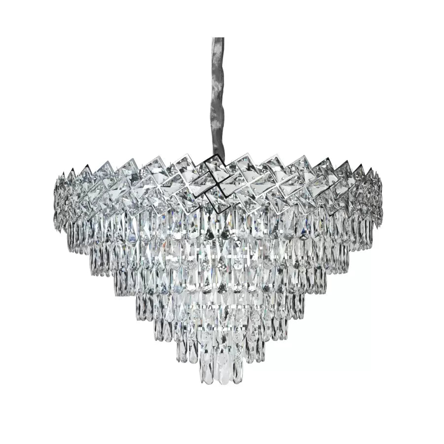 WINDSOR Supremo Crystal Chandelier 16xE27, Diameter 80cm, Glossy Chrome, Adjustable Height