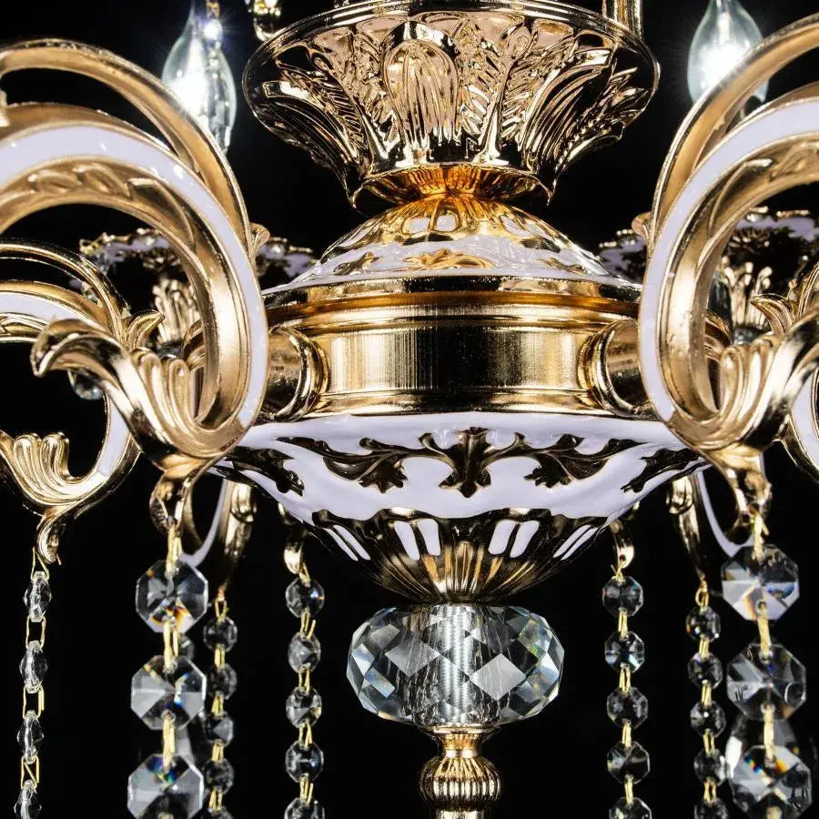 Luciano Crystal Chandelier, 6*E14, Gold, Metal and Crystal