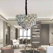 WINDSOR Nobile Crystal Chandelier 5xE27, Diameter 40cm, Glossy Chrome, Adjustable Height